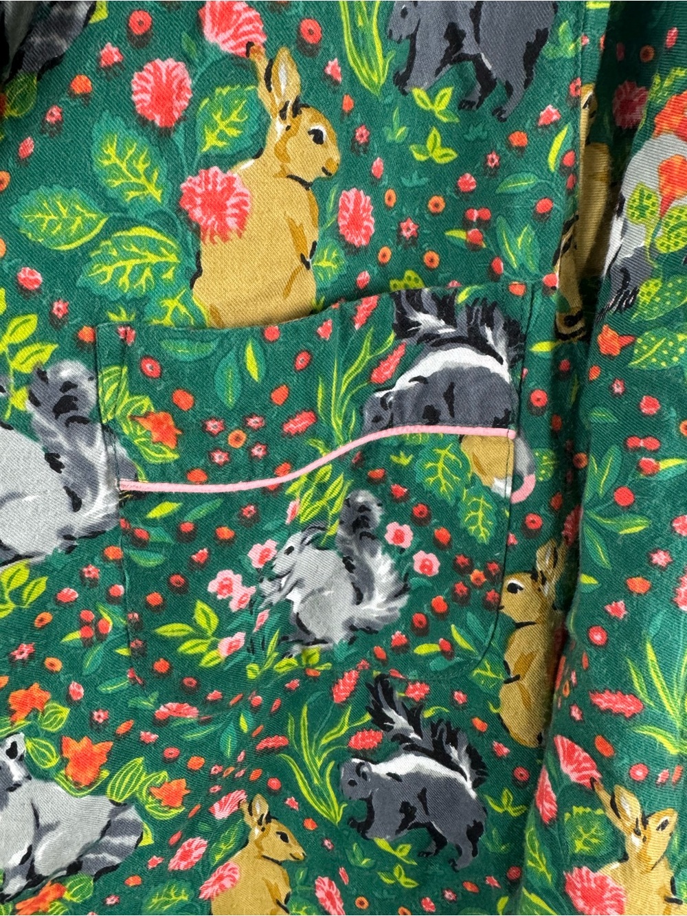 Printfresh Woodland Critters Organic Cotton Sleep Shirt Nightgown Green Sz Small - Picture 4 of 8